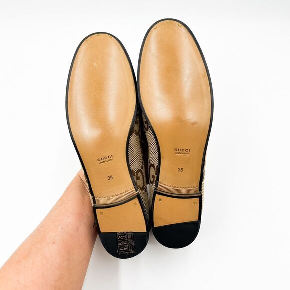 Gucci Horsebit GG Maxi Leather Canvas Loafers Size 38, 8 - Picture 8 of 13